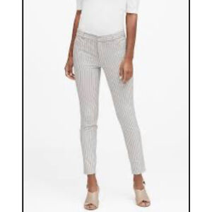Women's Banana Republic Sloan White Black Pinstripe Ankle Pants Size 8